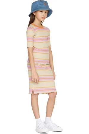 Repose AMS Kids Beige Rib Stripe Skirt