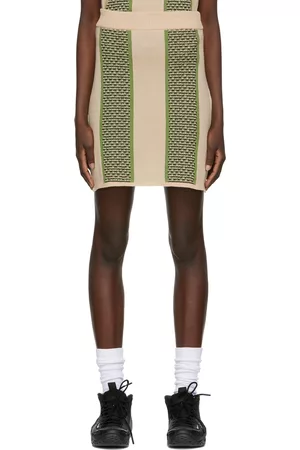Ahluwalia Women Skirts - Beige & Green Textured Knit Skirt