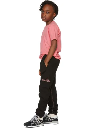 Stone Island Kids Black Contrast Stitch Lounge Pants