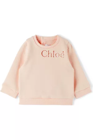 Chloé Sweatshirts - Baby Pink Embroidered Logo Sweatshirt