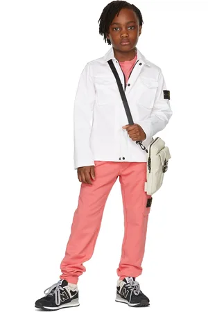 Stone Island Kids White Cotton Gabardine Jacket