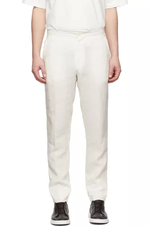 Ermenegildo Zegna Men Pants - White Washed Linen Trousers