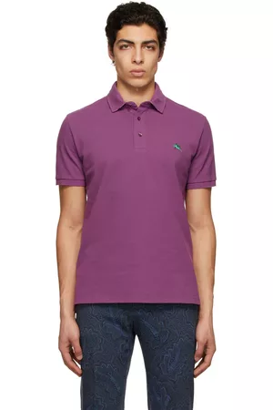 Etro Men Polo Shirts - Purple Logo Polo