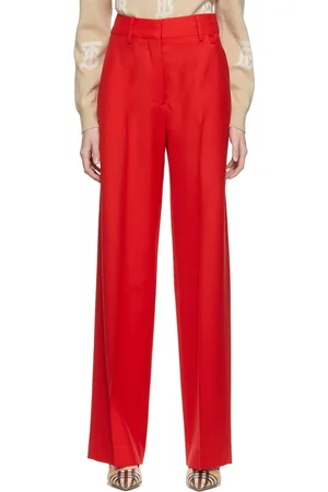 Burberry Red Wool Motif Trousers
