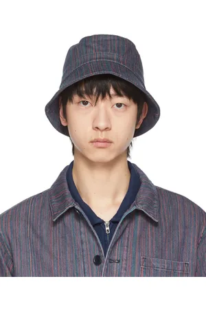 YMC Multicolor Upcycled Cotton Stripe Denim Bucket Hat