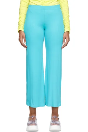 SIMON MILLER Blue Wide Long Fine Rib Marek Lounge Pants
