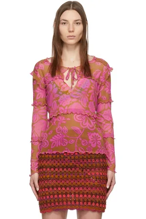 Anna Sui Pink Paradisiac Combo Mesh T-Shirt