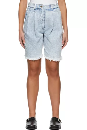 Tanner Fletcher Women Shorts - Blue Denim Pleated Rhonda Shorts