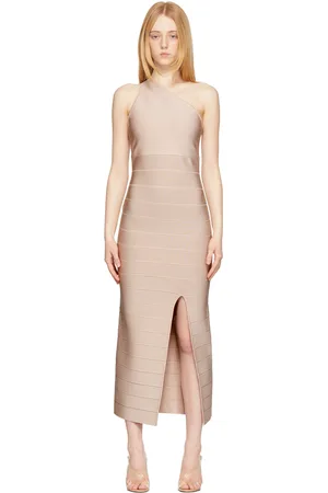 Hervé Léger Beige Bandage Icon Long Dress