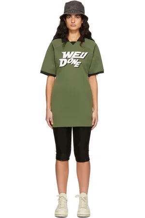 We11 Done Green Polyester Raglan Mini Dress