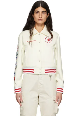 Reese Cooper Off- Wool Varsity Bomber Jacket
