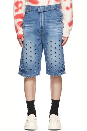 We11 Done Denim Cut-Out Shorts