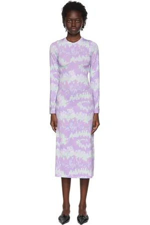 Rokh Purple Polyester Mid-Length Dress