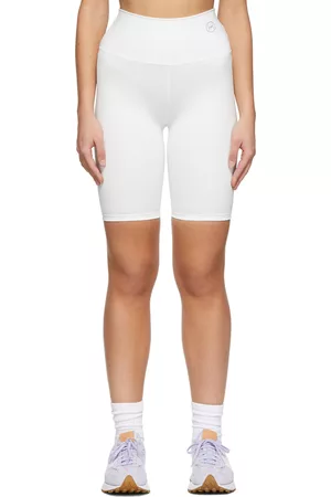 Heros Women Sports Shorts - White Recycled Italian Scuba Sport Shorts