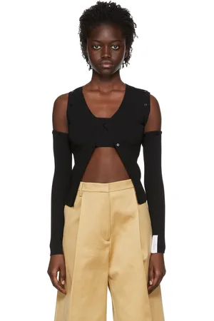 Rokh Black Viscose Cardigan & Tank Top Set