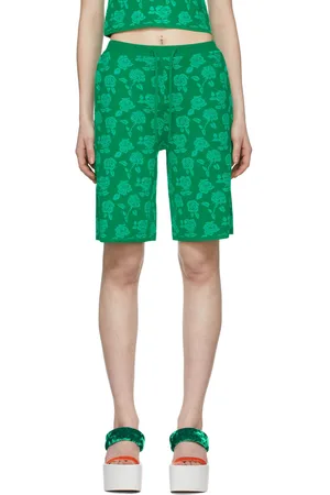 pushBUTTON Green Polyester Shorts