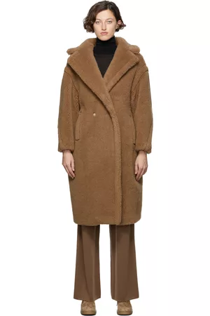 Max Mara Women Coats - Brown Teddy Camel Wool Coat