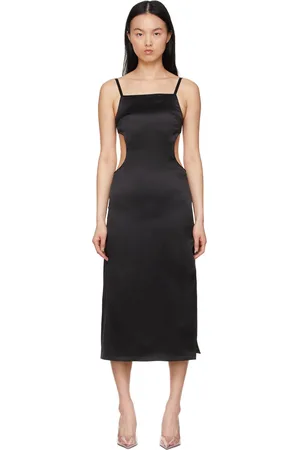 Rokh Black Silk Mid-Length Dress