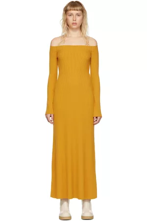 Chloé Women Maxi Dresses - Yellow Wool Maxi Dress