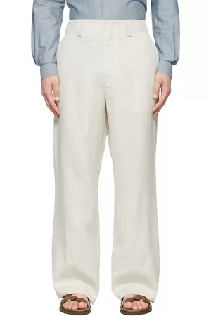 Ermenegildo Zegna Men Formal Pants - Off-White Wool Trousers