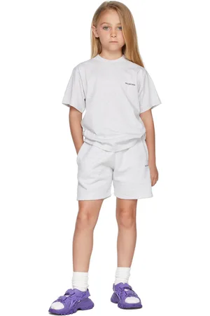 Balenciaga Kids Shorts - Kids Grey Logo Jogging Shorts