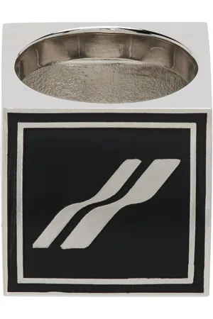 We11 Done Silver & Square Logo Dice Ring
