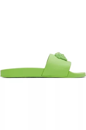 VERSACE Men Sandals - Green 'La Medusa' Slides