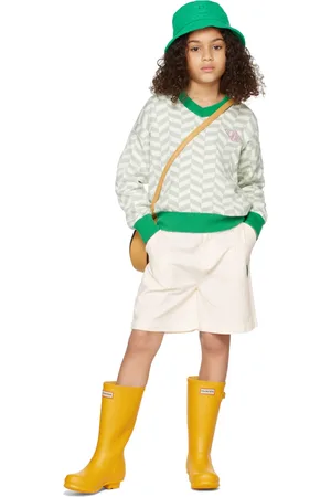 The Campamento Kids Green & Off-White Zigzag Sweater