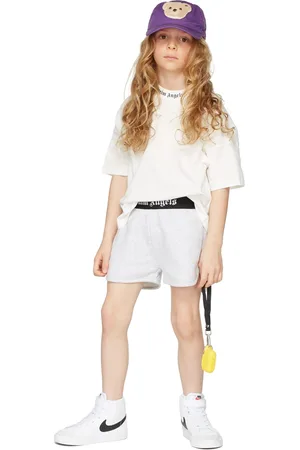 Palm Angels Kids Grey Logo Tape Shorts
