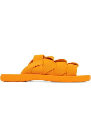 Bottega Veneta Orange Intrecciato Slides