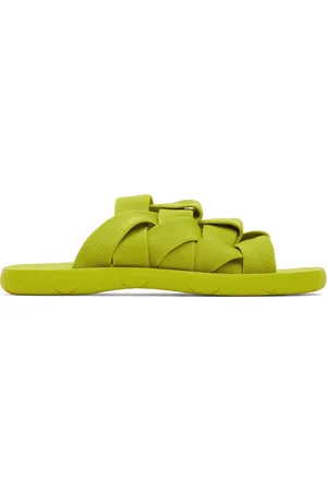 Bottega Veneta Green Intrecciato Slides