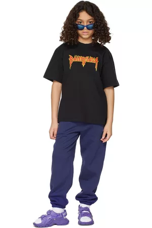 Balenciaga Short Sleeve - Kids Black Metal T-Shirt