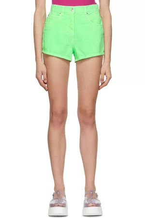 Msgm Women Shorts - Green Denim Shorts