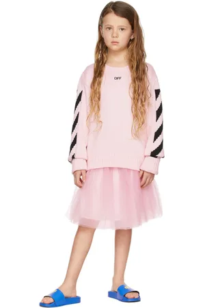 OFF-WHITE Kids Pink Tulle Logo Band Skirt