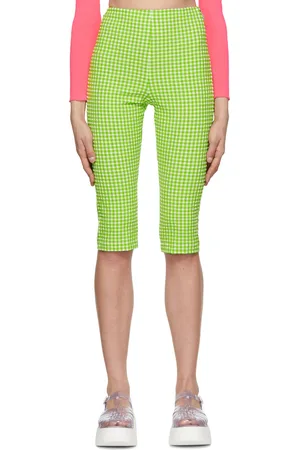 Msgm Green & White Polyester Shorts