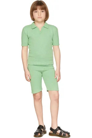 Misha & Puff Kids Green Bouclé Boardwalk Shorts