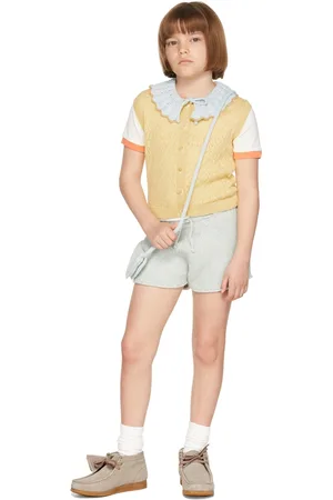 Misha & Puff Kids Blue & Off-White Cottonseed Shorts