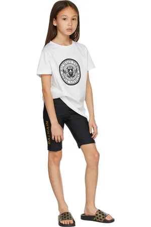Balmain Kids Black Logo Biker Shorts