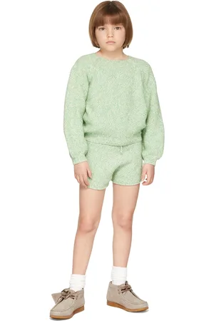 Misha & Puff Kids Green & Off-White Cottonseed Shorts