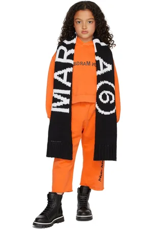 Maison Margiela Kids Orange Backwards Logo Hoodie