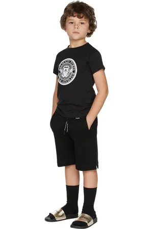 Balmain Kids Black Small Logo Shorts