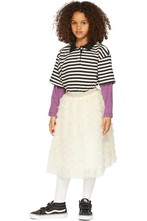 Luckytry Kids Off-White Tulle Rose Skirt