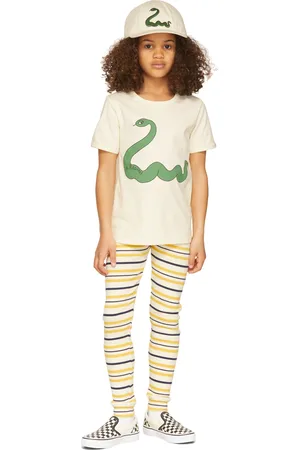 Mini Rodini Kids Off-White & Stripe Leggings