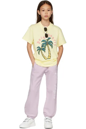 Palm Angels Kids contrast logo-print track pants - Purple