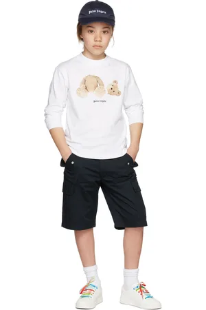 Palm Angels Kids Navy Logo Cargo Shorts