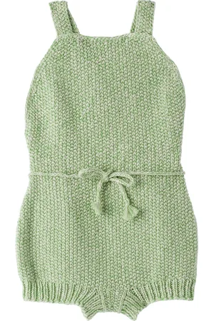 Misha & Puff Baby Green & White Cottonseed Starfish Romper