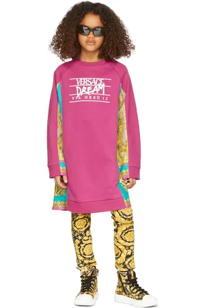 VERSACE Kids Purple Barocco Sweater Dress