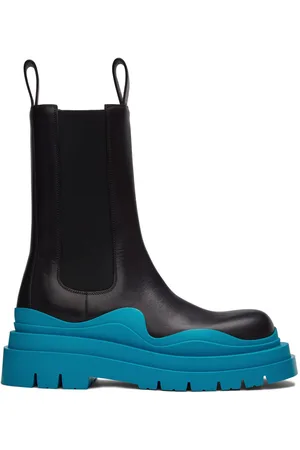 Bottega Veneta Black & Blue Tire Chelsea Boots