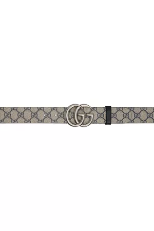 Gucci White/Beige GG Canvas and Leather Interlocking G Belt 90CM Gucci