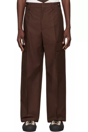 Jil Sander Men Cargo Pants - Brown Cotton Cargo Pants